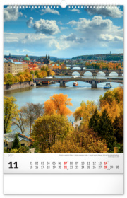 NOTIQUE Nástenný kalendár Praha CZ 2027, 33 x 46 cm