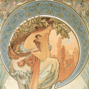 NOTIQUE Poznámkový kalendár Alfons Mucha EN/CZ 2027, 20 x 20 cm