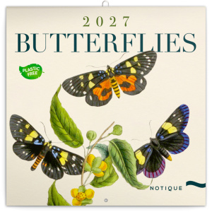 NOTIQUE Poznámkový kalendár Motýle FREE 2027, PLASTIC FREE, 30 x 30 cm