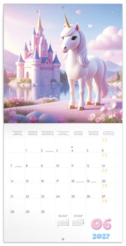NOTIQUE Grid calendar Happy Unicorns 2027, 30 x 30 cm