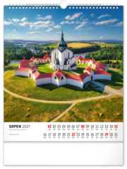 NOTIQUE Nástenný kalendár Česká republika CZ 2027, 30 x 34 cm