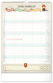 NOTIQUE Nástenný kalendár Rodinný plánovací Harry Potter XL CZ/SK 2027, 33 x 46 cm