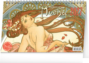 NOTIQUE Stolový kalendár Alfons Mucha CZ 2027, 23,1 x 14,5 cm