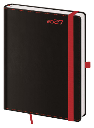 Týždenný diár B6 Black Red s pútkom