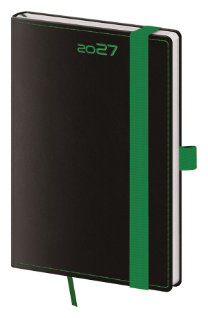 Vreckový diár A6 Black Green s pútkom