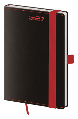 Vreckový diár A6 Black Red s pútkom