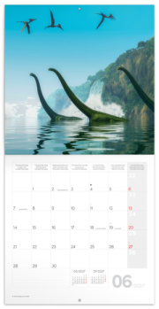 NOTIQUE Grid calendar Dinosaurs 2027, 30 x 30 cm