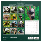 NOTIQUE Grid calendar Pandas 2027, 30 x 30 cm
