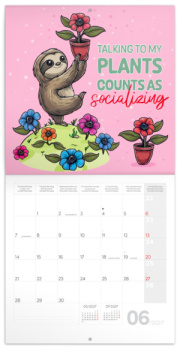 NOTIQUE Grid calendar Lazy Sloths 2027, 30 x 30 cm