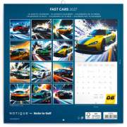 NOTIQUE Grid calendar Fast Cars 2027, 30 x 30 cm