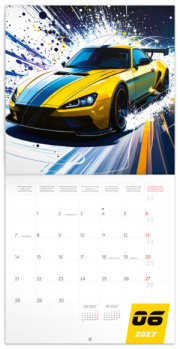 NOTIQUE Grid calendar Fast Cars 2027, 30 x 30 cm
