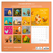 NOTIQUE Grid calendar Chicken Artists 2027, 30 x 30 cm