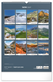 NOTIQUE Nástenný kalendár Tatry 2027, 33 x 46 cm