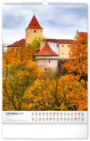 NOTIQUE Nástenný kalendár Hrady a zámky CZ 2027, 33 x 46 cm
