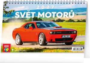 NOTIQUE Stolový kalendár Svet motorov CZ 2027, 23,1 x 14,5 cm