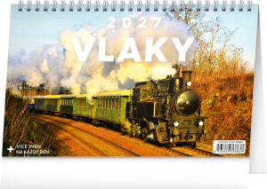 NOTIQUE Stolový kalendár Vlaky CZ 2027, 23,1 x 14,5 cm