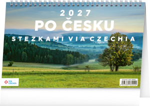 NOTIQUE Stolový kalendár Okolo Česka chodníkmi Via Czechia CZ 2027, 23,1 x 14,5 cm