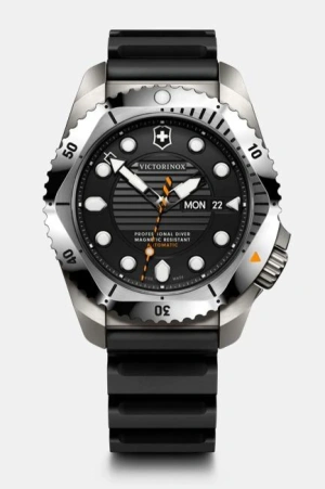 Victorinox Dive Pro Automatické hodinky 43 mm - strieborný titán/čierna guma