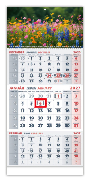 Nástenný kalendár TROJMESAČNÝ 2027 - Lúka