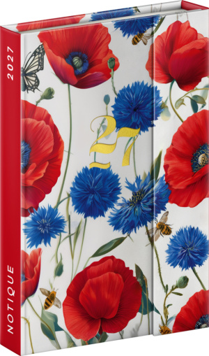 NOTIQUE Magnetic weekly planner Poppies 2027, 11 x 16 cm