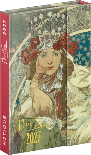 NOTIQUE Magnetic weekly planner Alphonse Mucha 2027, 11 x 16 cm