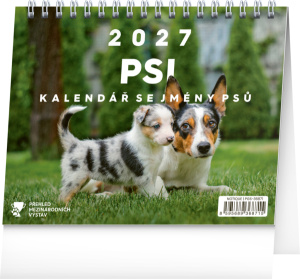NOTIQUE Stolový kalendár Psy – s menami psov CZ 2027, 16,5 x 13 cm, 16,5 x 13 cm