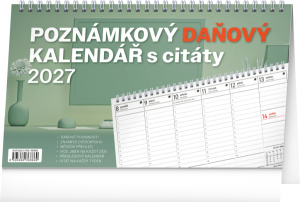 NOTIQUE Stolový kalendár Poznámkový daňový s citátmi CZ 2027, 25 x 14,5 cm