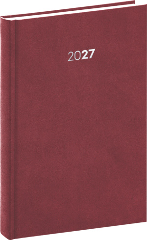 NOTIQUE Denný diár Balakon 2027, bordový, 15 x 21 cm