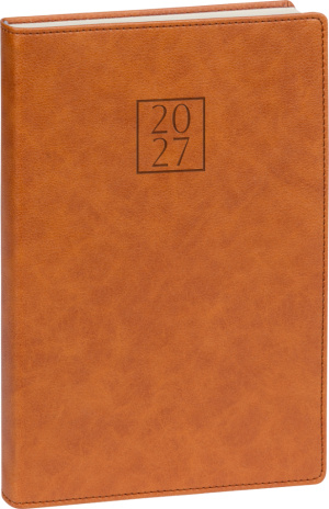NOTIQUE Denný diár Prestigio 2027, hnedý, 15 x 21 cm
