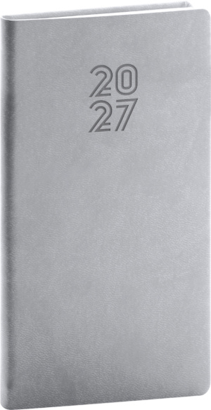 NOTIQUE Vreckový diár Aprint 2027, sivý, 9 x 15,5 cm