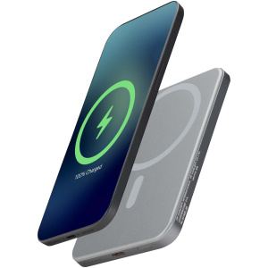 Prenosná nabíjačka Avis 5000 mAh RCS z recyklovaného hliníka s magnetickým pripojením