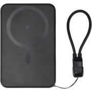 Magnetická powerbanka SMART s kapacitou 5000 mAh z recyklovaného plastu s pútkom