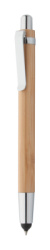 Tashania dotykové guľôčkové pero z bambusu, farba - natural, veľkosť - Ø11×138 mm