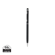 Tenké kovové guľôčkové pero so stylusom